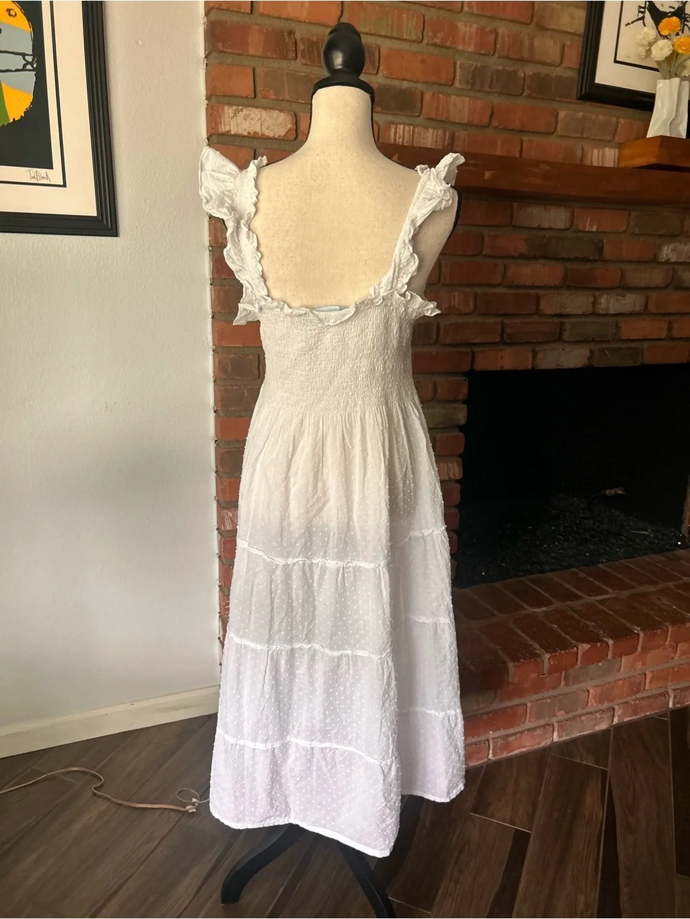 Hill House Home Ellie Nap Dress in White Swiss Dot Sz M - Picture 8 of 10